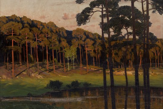 Walter Leistikow, Märkischer Waldsee mit zwei Birken um 1895, Vermächtnis aus der Sammlung Werner und Irmgard Küpper, Berlin, Bröhan Museum Foto: Martin Adam, Berlin