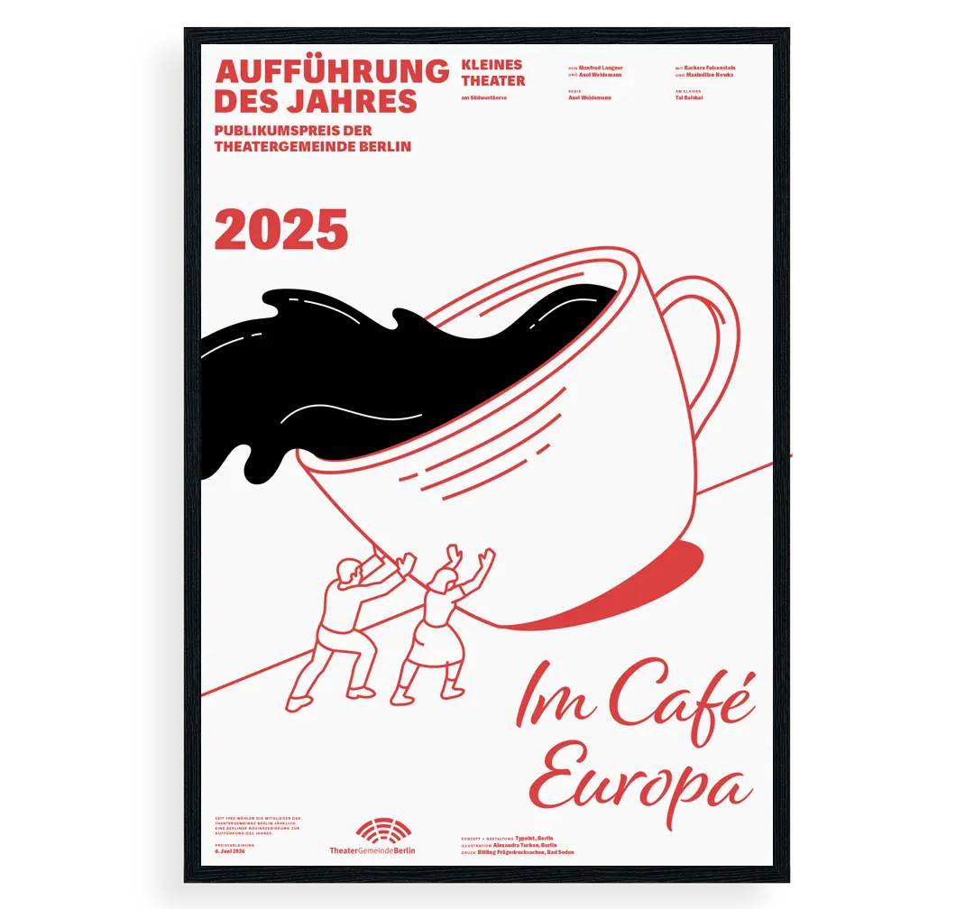 Urkunde Aufführung des Jahres, Im Café Europa